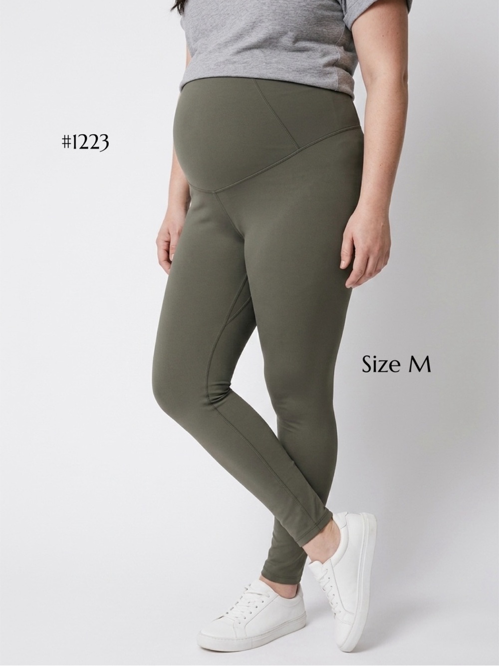 Maternity Olive Green Full-Panel Leggings